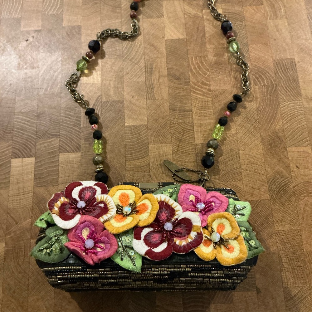 Mary Frances Multicolor Floral Beaded Clutch